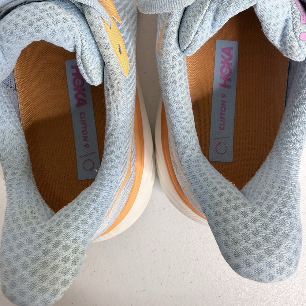 Hoka One One Clifton 9 Athletic Running Shoes Blue Orange 1127896 Womens Sz 8.5B - Picture 10 of 11